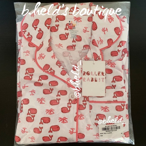 Roller Rabbit Moby The Whale Polo Pajamas in Pink Size X-Small XS Brand New NWT - Picture 15 of 16